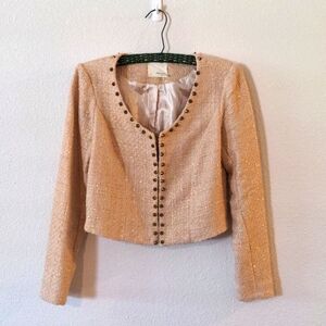 Mustard Seed tweed studded blazer, champagne shimmer, S